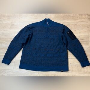 Neve Men’s 100% Wool Snowflake 1/4 Zip Sweater Size XL